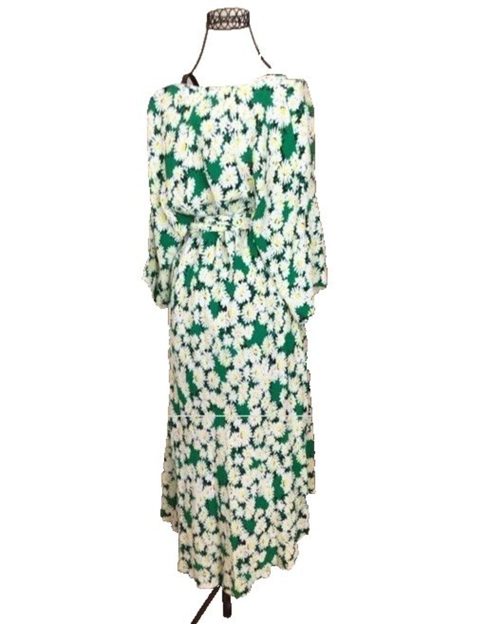 Diane Von Furstenberg womens Eloise Faux Wrap Midi Dress sz 00 Green Floral $378 - Picture 5 of 9